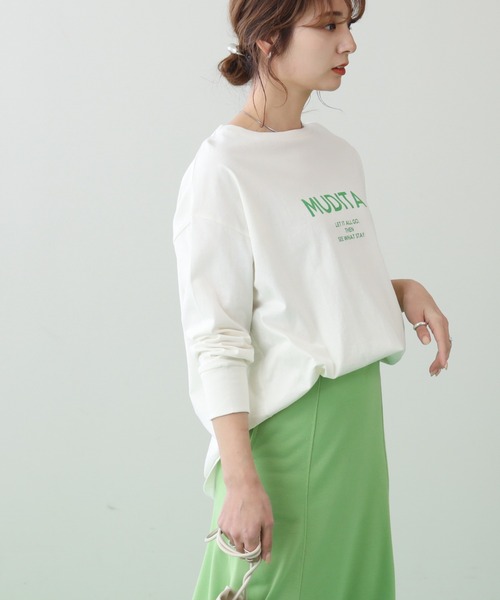 frames RAY CASSIN（フレームスレイカズン）の「WEB限定 カラーロゴプリントロンT（Tシャツ/カットソー・レディース・オレンジ/ピンク/パープル/グリーン・FREE）」の6枚目の写真