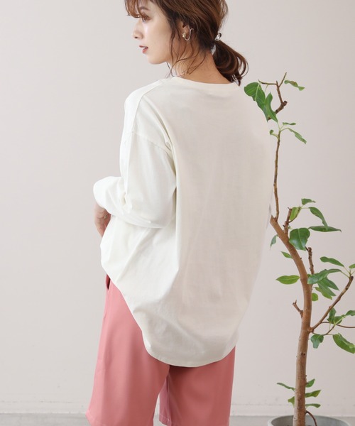 frames RAY CASSIN（フレームスレイカズン）の「WEB限定 カラーロゴプリントロンT（Tシャツ/カットソー・レディース・オレンジ/ピンク/パープル/グリーン・FREE）」の10枚目の写真