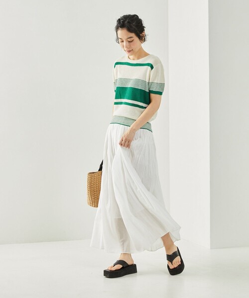 FREAK'S STORE（フリークスストア）の「レトロボーダーリネンショートスリーブプルオーバー（ニット/セーター・レディース・ブラック/レッド/オレンジ/グリーン・ﾌﾘ-）」の19枚目の写真