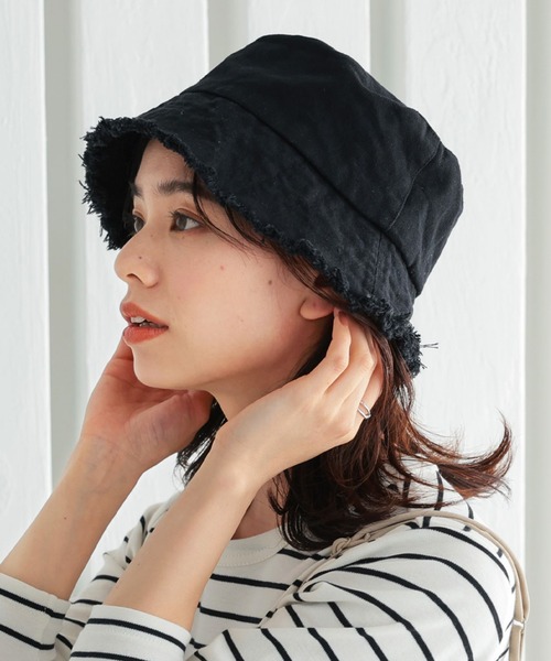 KOBE LETTUCE（コウベレタス）の「キャンバスフリンジバケットハット（ハット・レディース・グリーン系/ブラック/ベージュ系・FREE）」の2枚目の写真