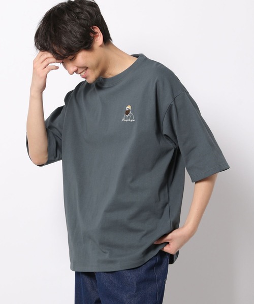 LAKOLE（ラコレ）の「サガラ刺繍ワンポイントTシャツ / 267592（Tシャツ/カットソー・メンズ・ホワイト/ブラック/ライトグリーン/ダークブルー/グリーン/イエロー・MEDIUM/LARGE/X-LARGE）」の5枚目の写真