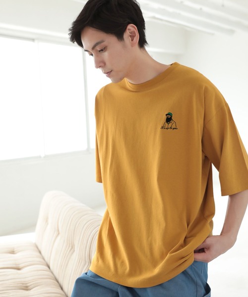 LAKOLE（ラコレ）の「サガラ刺繍ワンポイントTシャツ / 267592（Tシャツ/カットソー・メンズ・ホワイト/ブラック/ライトグリーン/ダークブルー/グリーン/イエロー・MEDIUM/LARGE/X-LARGE）」の6枚目の写真