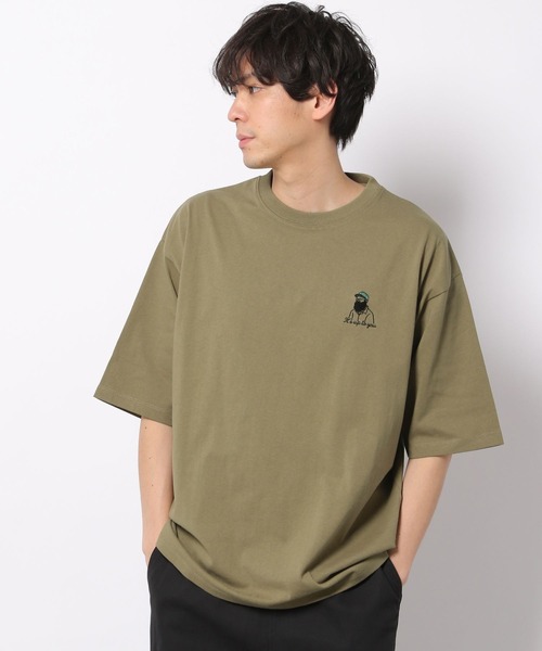 LAKOLE（ラコレ）の「サガラ刺繍ワンポイントTシャツ / 267592（Tシャツ/カットソー・メンズ・ホワイト/ブラック/ライトグリーン/ダークブルー/グリーン/イエロー・MEDIUM/LARGE/X-LARGE）」の4枚目の写真