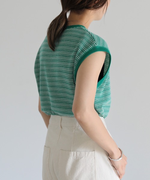 select MOCA（セレクトモカ）の「フレンチスリーブワッフルトップス（その他トップス・レディース・ブラウン/オフホワイト/グリーン・FREE）」の7枚目の写真