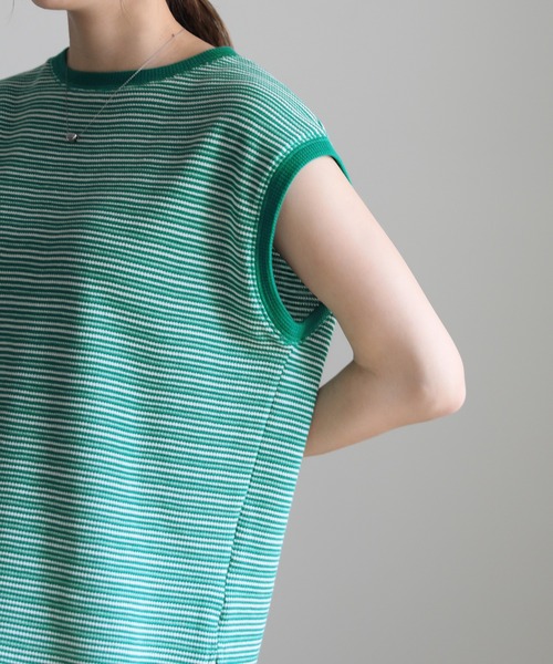 select MOCA（セレクトモカ）の「フレンチスリーブワッフルトップス（その他トップス・レディース・ブラウン/オフホワイト/グリーン・FREE）」の9枚目の写真