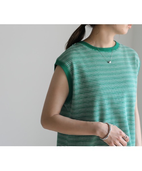 select MOCA（セレクトモカ）の「フレンチスリーブワッフルトップス（その他トップス・レディース・ブラウン/オフホワイト/グリーン・FREE）」の8枚目の写真