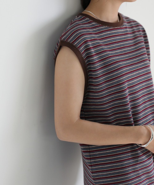 select MOCA（セレクトモカ）の「フレンチスリーブワッフルトップス（その他トップス・レディース・ブラウン/オフホワイト/グリーン・FREE）」の4枚目の写真