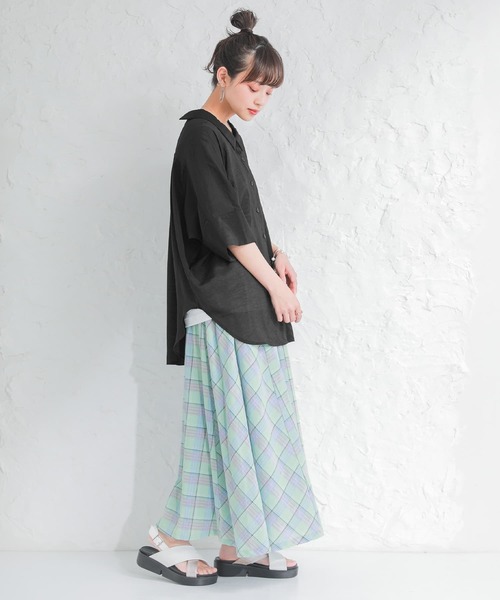 osharewalker(オシャレウォーカー)の「【廃盤】『チェック柄フレアスカート』(スカート・レディース・ベージュ/ミント・FREE)」の7枚目の写真