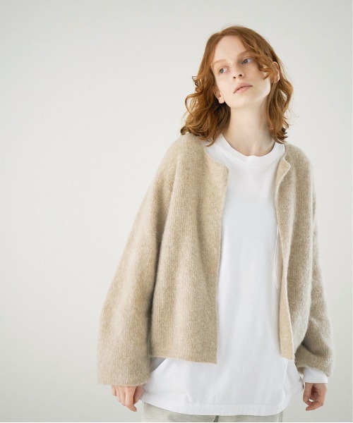 UNFIL(アンフィル)の「unfil アンフィル / stretch superkid mohair short cardigan ストレッチ スーパーキッドモヘア ショートカーディガン / WWFL-UW121(カーディガン/ボレロ・レディース・ブラウン/ネイビー/ベージュ・1)」の3枚目の写真