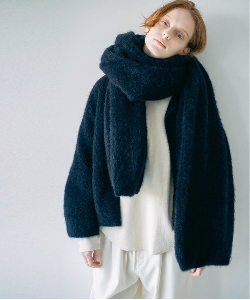 UNFIL(アンフィル)の「unfil アンフィル / stretch superkid mohair short cardigan ストレッチ スーパーキッドモヘア ショートカーディガン / WWFL-UW121(カーディガン/ボレロ・レディース・ブラウン/ネイビー/ベージュ・1)」の9枚目の写真