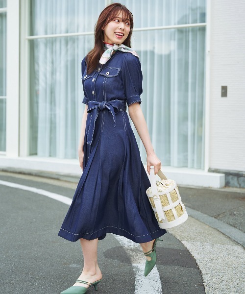 WILLSELECTIONブルーロングワンピース Mサイズ ウィル