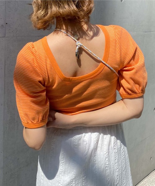 archives（アルシーヴ）の「２ＷＡＹボーダープルオーバー（Tシャツ/カットソー・レディース・ピンク/オレンジ/グリーン・MEDIUM）」の3枚目の写真