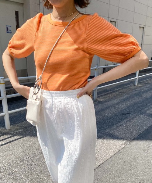 archives（アルシーヴ）の「２ＷＡＹボーダープルオーバー（Tシャツ/カットソー・レディース・ピンク/オレンジ/グリーン・MEDIUM）」の8枚目の写真