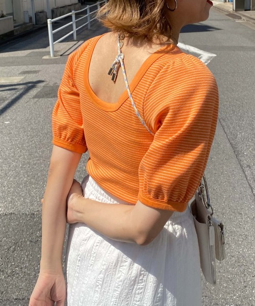 archives（アルシーヴ）の「２ＷＡＹボーダープルオーバー（Tシャツ/カットソー・レディース・ピンク/オレンジ/グリーン・MEDIUM）」の12枚目の写真