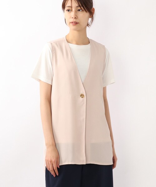 DRESKIP（ドレスキップ）の「◆【2点セット】ジレ×Tシャツ（Tシャツ/カットソー・レディース・ブラック/ベージュ/カーキ・02/03）」の5枚目の写真