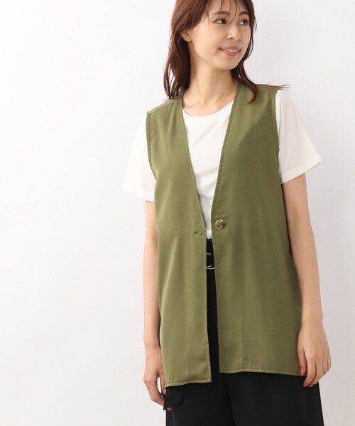 DRESKIP（ドレスキップ）の「◆【2点セット】ジレ×Tシャツ（Tシャツ/カットソー・レディース・ブラック/ベージュ/カーキ・02/03）」の15枚目の写真