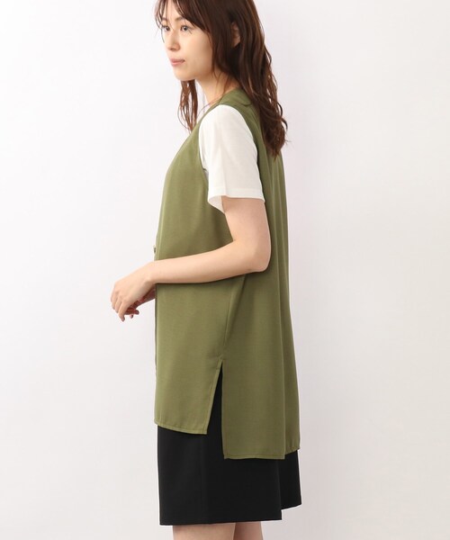 DRESKIP（ドレスキップ）の「◆【2点セット】ジレ×Tシャツ（Tシャツ/カットソー・レディース・ブラック/ベージュ/カーキ・02/03）」の16枚目の写真