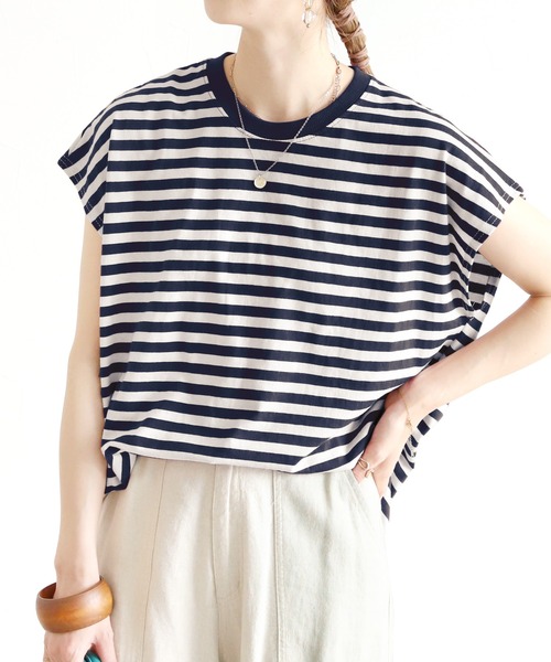 フレンチスリーブボーダートップス