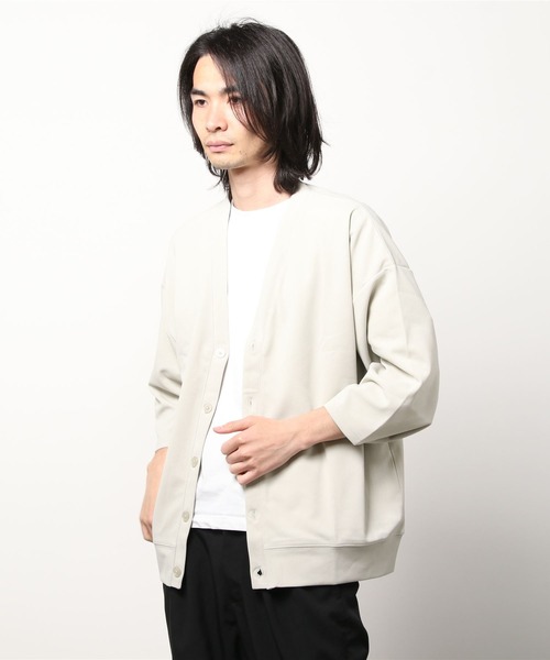 Bling Leads(ブリングリーズ)の「【Bling Leads】梨地 オーバーサイズカーディガン(カーディガン/ボレロ・メンズ・ライトグレー/ブラック/グレイッシュベージュ/チャコール/ブルー・MEDIUM/LARGE)」の3枚目の写真