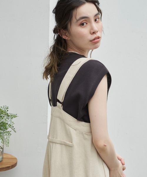 Libra Cue（リブラ キュー）の「ワッフルノースリーブプルオーバー（Tシャツ/カットソー・レディース・ホワイト/チャコールグレー/グレー・FREE）」の19枚目の写真