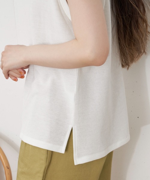 Libra Cue（リブラ キュー）の「ワッフルノースリーブプルオーバー（Tシャツ/カットソー・レディース・ホワイト/チャコールグレー/グレー・FREE）」の9枚目の写真