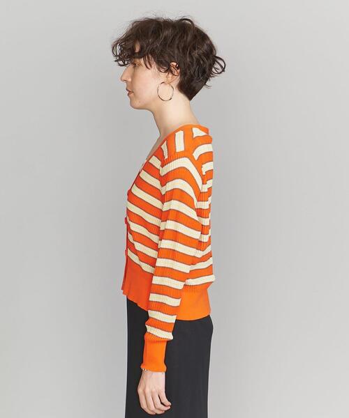 BEAUTY&YOUTH UNITED ARROWS（ビューティーアンドユースユナイテッドアローズ）の「コットンブレンド シアーリブ カーディガン -ウォッシャブル-（カーディガン/ボレロ・レディース・ブラック/オレンジ/ナチュラル・FREE）」の5枚目の写真