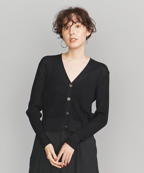 BEAUTY&amp;YOUTH UNITED ARROWS - beauty &amp; youth united arrows カーディガン リブ 黒 BEAUTY&YOUTH UNITED ARROWS｜リブジップ Vネック カーディガン
