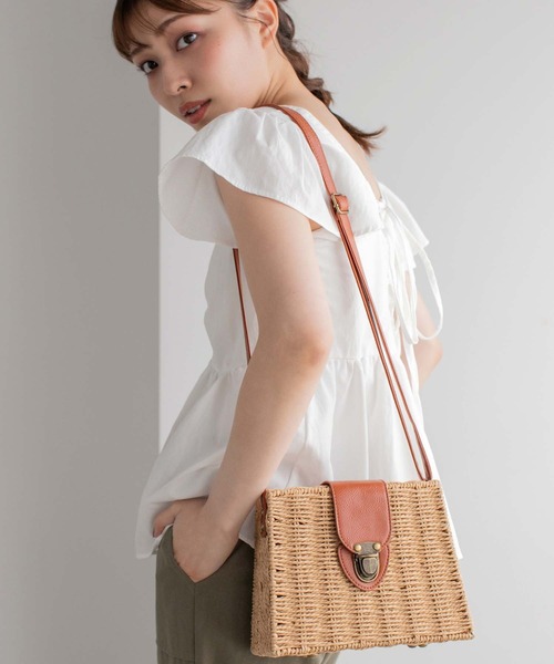 Edit Sheen（エディットシーン）の「フラップボックスかごバッグ（かごバッグ・レディース・ベージュ/アイボリー・FREE）」の2枚目の写真