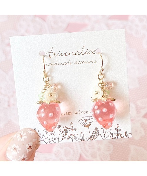 tone（トーン）の「【Arivenalice】sweet strawberry & lemon ピアス(MA)（ピアス（両耳用）・レディース・ピンク/イエロー・FREE）」の6枚目の写真