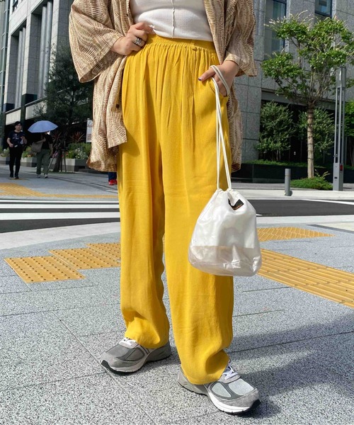 CPCM(シーピーシーエム)の「ジョーゼットカラーイージーパンツ(その他パンツ・レディース・イエロー/グリーン/オレンジ/パープル・FREE)」の3枚目の写真