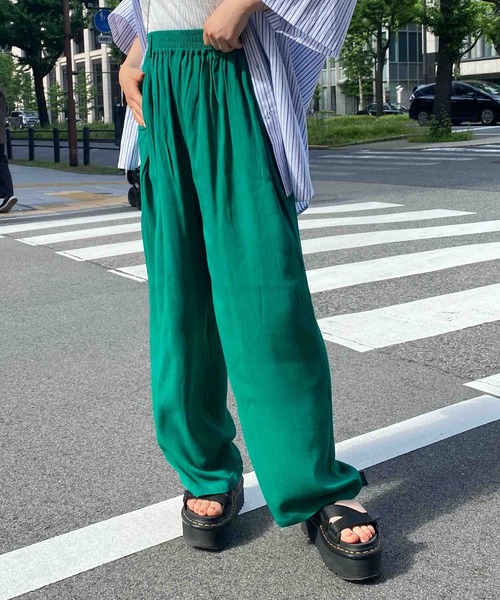 CPCM(シーピーシーエム)の「ジョーゼットカラーイージーパンツ(その他パンツ・レディース・イエロー/グリーン/オレンジ/パープル・FREE)」の1枚目の写真