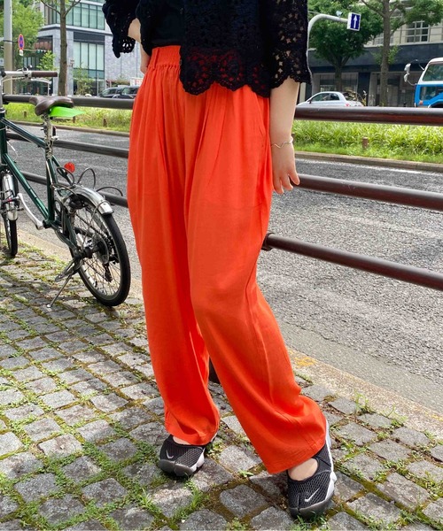 CPCM(シーピーシーエム)の「ジョーゼットカラーイージーパンツ(その他パンツ・レディース・イエロー/グリーン/オレンジ/パープル・FREE)」の9枚目の写真