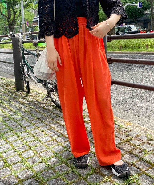CPCM(シーピーシーエム)の「ジョーゼットカラーイージーパンツ(その他パンツ・レディース・イエロー/グリーン/オレンジ/パープル・FREE)」の10枚目の写真