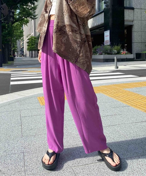 CPCM(シーピーシーエム)の「ジョーゼットカラーイージーパンツ(その他パンツ・レディース・イエロー/グリーン/オレンジ/パープル・FREE)」の16枚目の写真