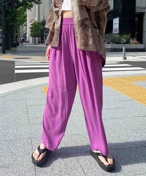 CPCM(シーピーシーエム)の「ジョーゼットカラーイージーパンツ(その他パンツ・レディース・イエロー/グリーン/オレンジ/パープル・FREE)」の20枚目の写真