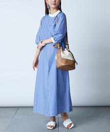 MAISON BREEZE（メゾンブリーズ）の「【MAISON BREEZE】バンドカラーストライプクレリックシャツワンピース SCCH154（ワンピース）」