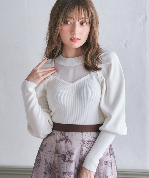 NOELA（ノエラ）の「ドッキングビスチェニット（ニット/セーター・レディース・オフホワイト/ピンク/ブラウン/ブラック・フリー）」の2枚目の写真