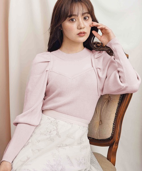 NOELA（ノエラ）の「ドッキングビスチェニット（ニット/セーター・レディース・オフホワイト/ピンク/ブラウン/ブラック・フリー）」の4枚目の写真