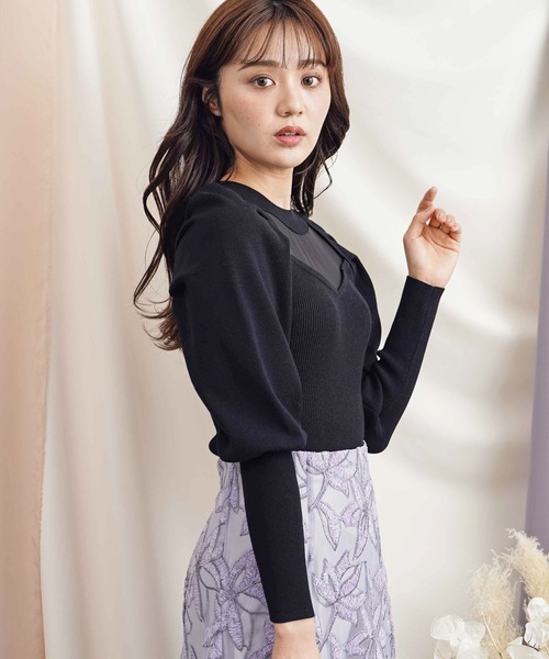 NOELA（ノエラ）の「ドッキングビスチェニット（ニット/セーター・レディース・オフホワイト/ピンク/ブラウン/ブラック・フリー）」の6枚目の写真