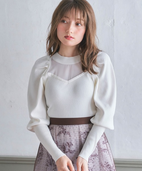 ノエラ Noela シャツドッキングビスチェニット （ベージュ） ノエラ Noela シャツドッキングビスチェニット （ベージュ