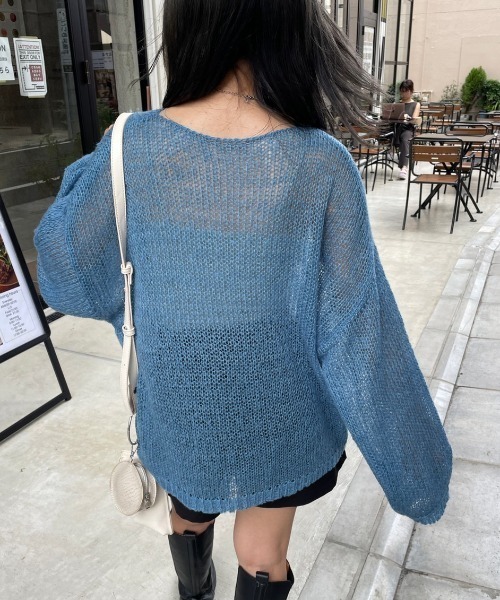 nemne store（ネンネストア）の「【低身長用サイズあり】透けニットプルオーバー（ニット/セーター・レディース・ダークブラウン/ピンク/ブルー/アイボリー・SMALL/MEDIUM）」の20枚目の写真