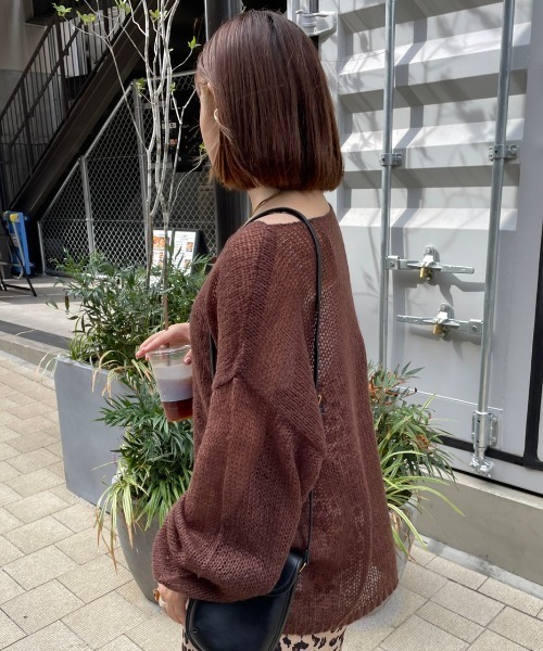 nemne store（ネンネストア）の「【低身長用サイズあり】透けニットプルオーバー（ニット/セーター・レディース・ダークブラウン/ピンク/ブルー/アイボリー・SMALL/MEDIUM）」の14枚目の写真