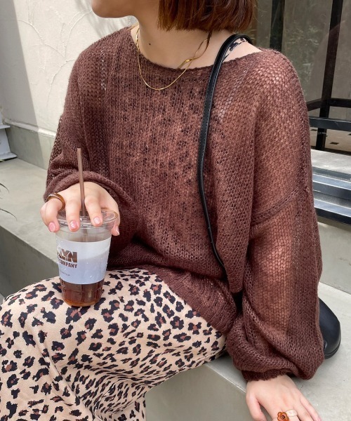 nemne store（ネンネストア）の「【低身長用サイズあり】透けニットプルオーバー（ニット/セーター・レディース・ダークブラウン/ピンク/ブルー/アイボリー・SMALL/MEDIUM）」の15枚目の写真