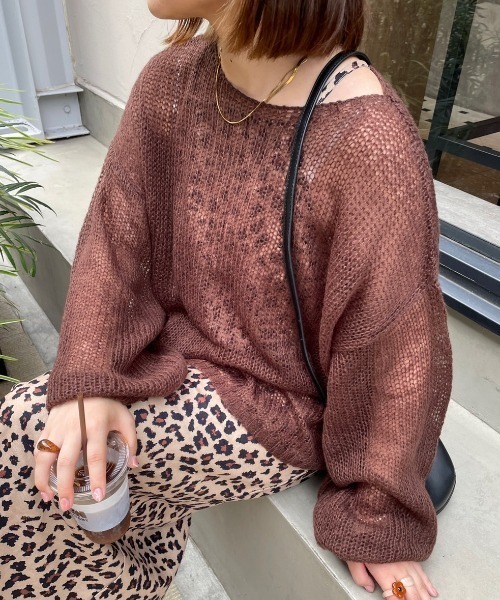 nemne store（ネンネストア）の「【低身長用サイズあり】透けニットプルオーバー（ニット/セーター・レディース・ダークブラウン/ピンク/ブルー/アイボリー・SMALL/MEDIUM）」の16枚目の写真