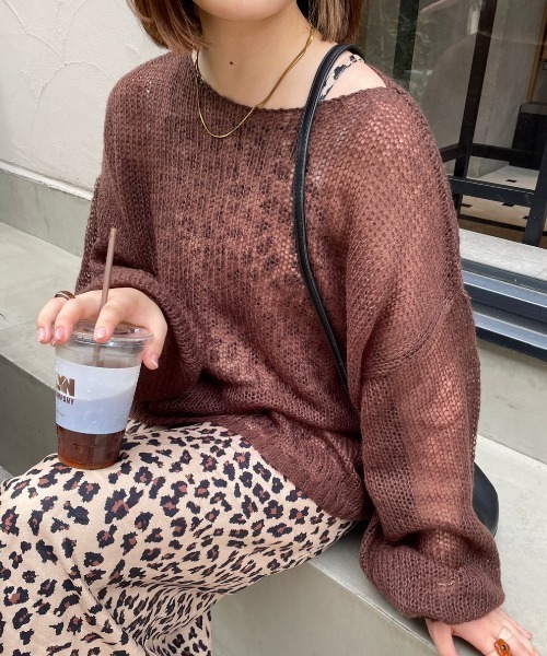 nemne store（ネンネストア）の「【低身長用サイズあり】透けニットプルオーバー（ニット/セーター・レディース・ダークブラウン/ピンク/ブルー/アイボリー・SMALL/MEDIUM）」の17枚目の写真