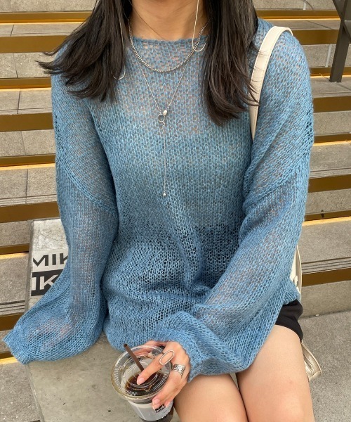 nemne store（ネンネストア）の「【低身長用サイズあり】透けニットプルオーバー（ニット/セーター・レディース・ダークブラウン/ピンク/ブルー/アイボリー・SMALL/MEDIUM）」の21枚目の写真