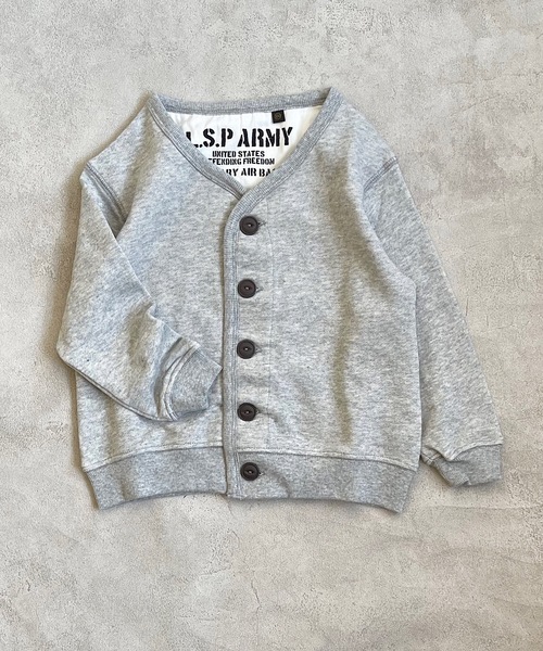 Life Support Products（ライフサポートプロダクツ）の「裏毛ミリタリーカーディガン（80～150cm）（カーディガン/ボレロ・キッズ・ブラック/カーキ/杢グレー・90/100/110/120/80/130/95/140/150）」の3枚目の写真