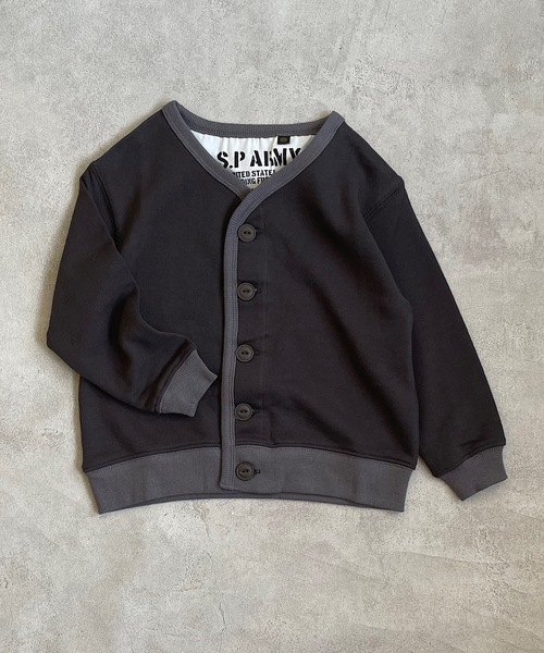 Life Support Products（ライフサポートプロダクツ）の「裏毛ミリタリーカーディガン（80～150cm）（カーディガン/ボレロ・キッズ・ブラック/カーキ/杢グレー・90/100/110/120/80/130/95/140/150）」の2枚目の写真