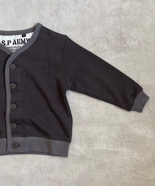 Life Support Products（ライフサポートプロダクツ）の「裏毛ミリタリーカーディガン（80～150cm）（カーディガン/ボレロ・キッズ・ブラック/カーキ/杢グレー・90/100/110/120/80/130/95/140/150）」の4枚目の写真