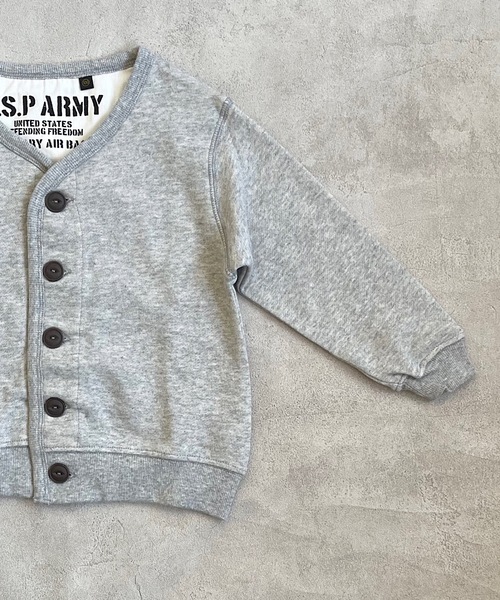 Life Support Products（ライフサポートプロダクツ）の「裏毛ミリタリーカーディガン（80～150cm）（カーディガン/ボレロ・キッズ・ブラック/カーキ/杢グレー・90/100/110/120/80/130/95/140/150）」の7枚目の写真